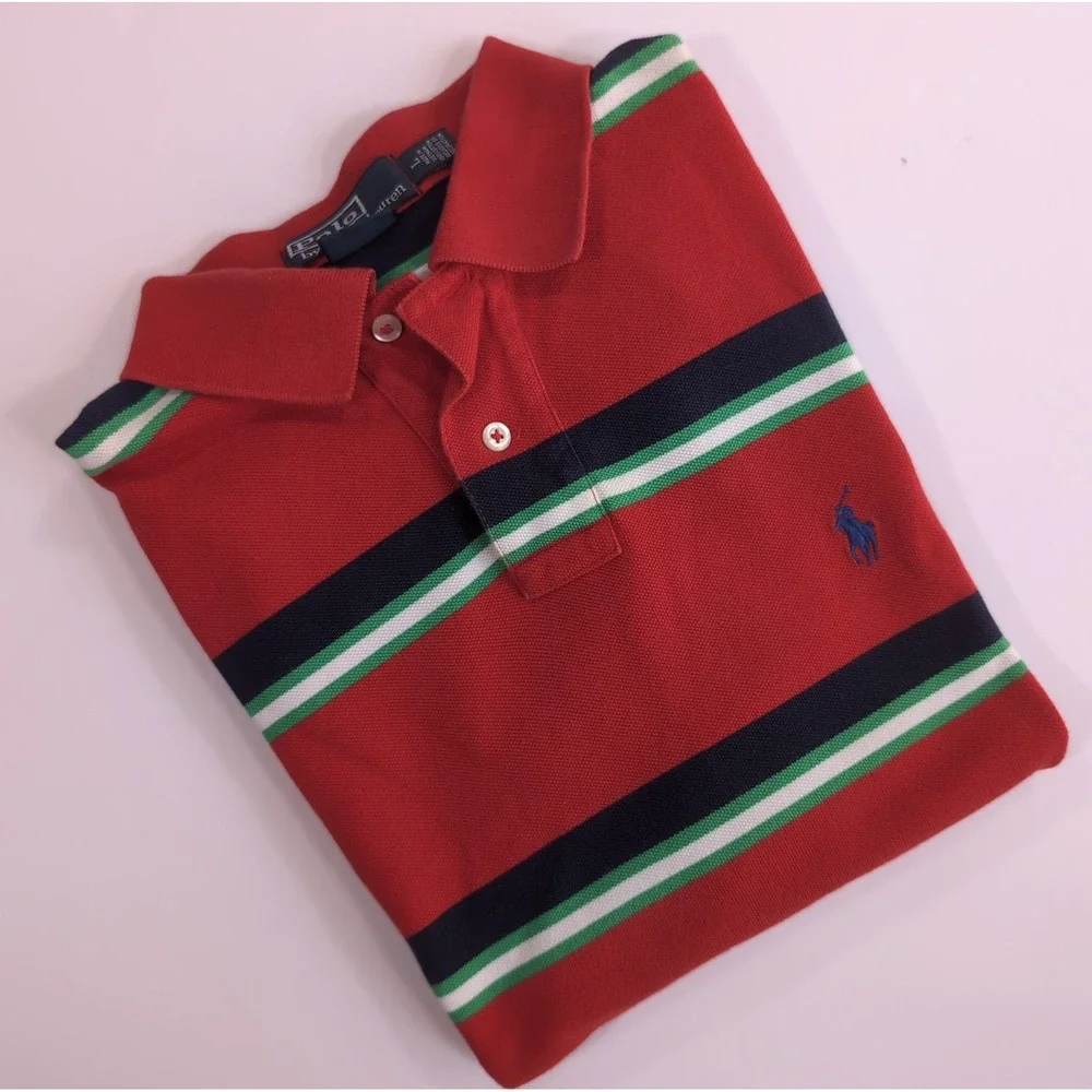 VTG Polo Ralph Lauren Striped Custom Fit Polo Shirt Men's Size Large READ SIZING